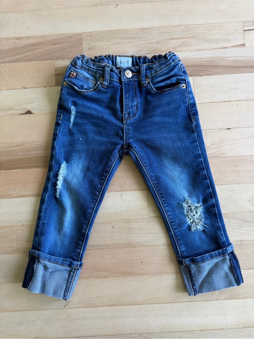 Hudson Jeans Kids Blue Distressed Cuffed Denim